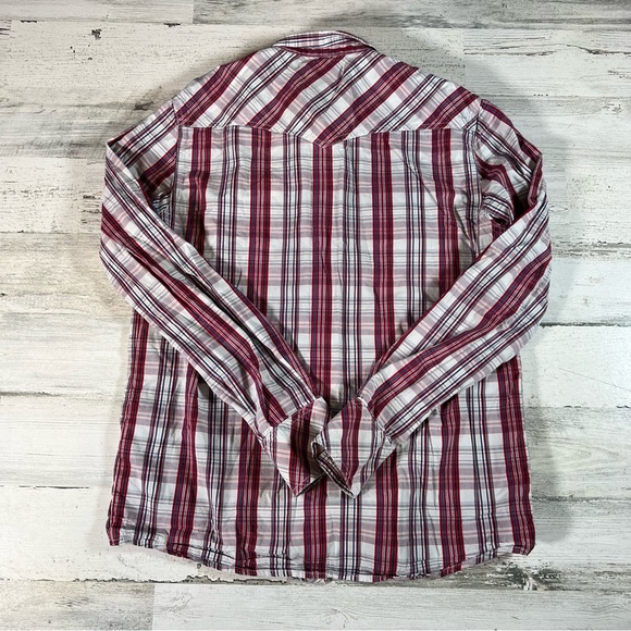 True Religion Men’s LS Western Pearl Snap Shirt Red/White Size Small Rockabilly - Picture 4 of 9